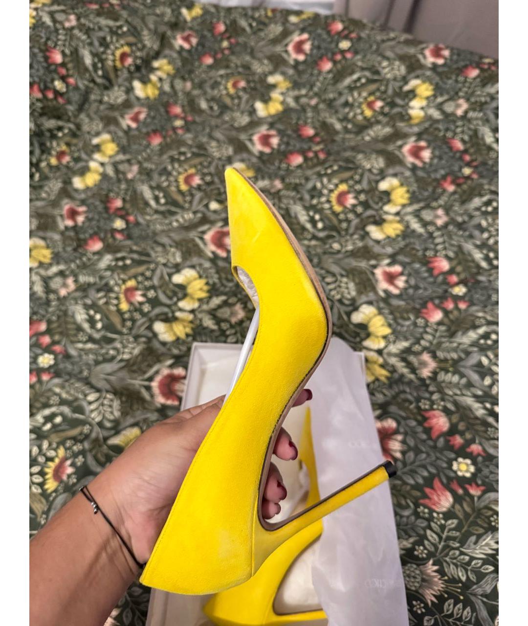 JIMMY CHOO Желтые замшевые туфли, фото 9