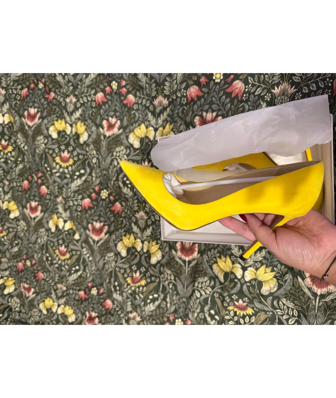 JIMMY CHOO Желтые замшевые туфли, фото 5