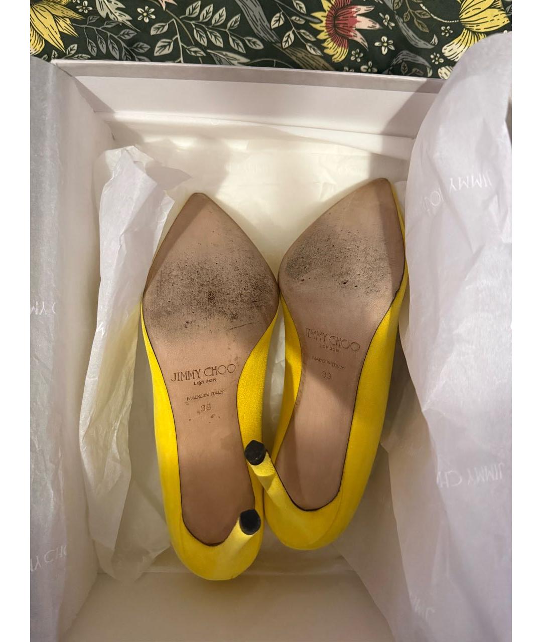 JIMMY CHOO Желтые замшевые туфли, фото 4