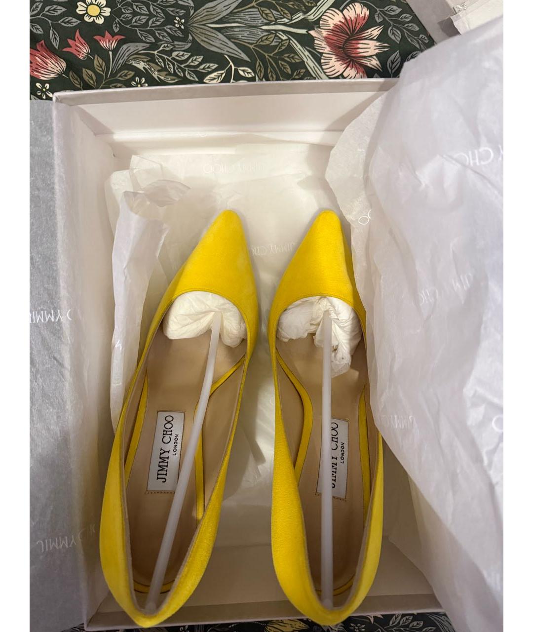 JIMMY CHOO Желтые замшевые туфли, фото 3