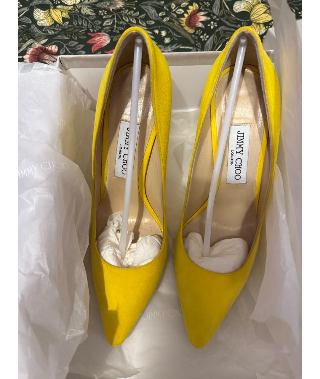 JIMMY CHOO Желтые замшевые туфли, фото 2