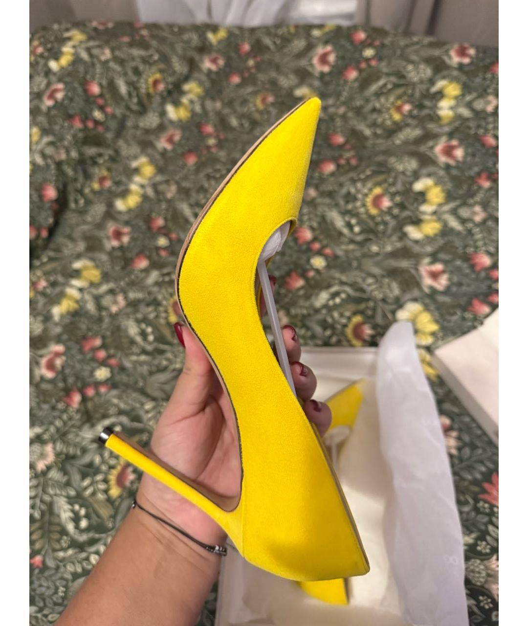 JIMMY CHOO Желтые замшевые туфли, фото 8