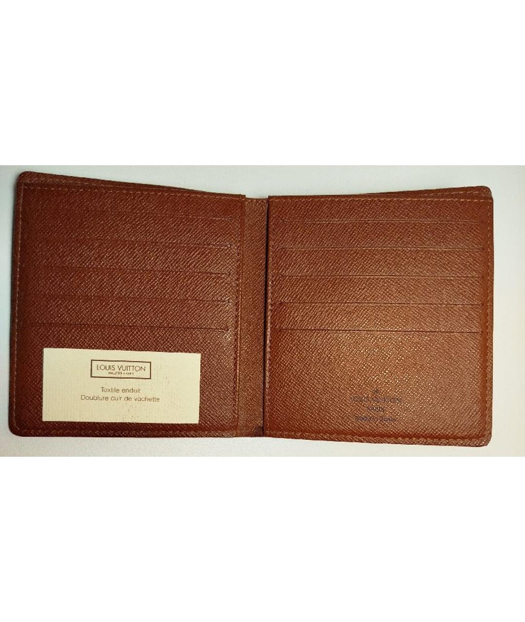 LOUIS VUITTON Коричневый кожаный кошелек, фото 3