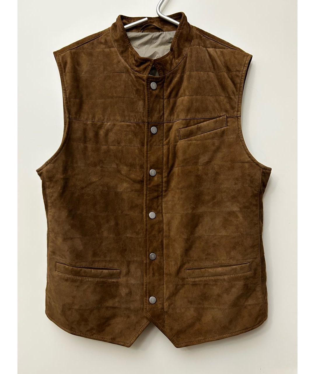 ELEVENTY Коричневый замшевый жилет, фото 8