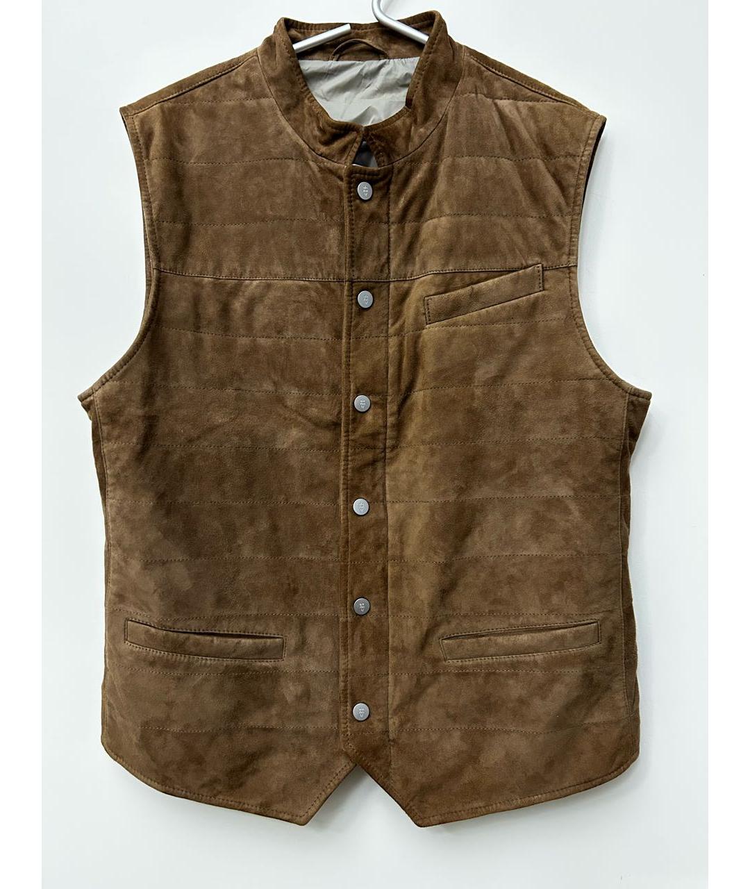 ELEVENTY Коричневый замшевый жилет, фото 9