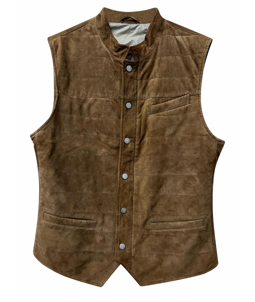 ELEVENTY Коричневый замшевый жилет, фото 1