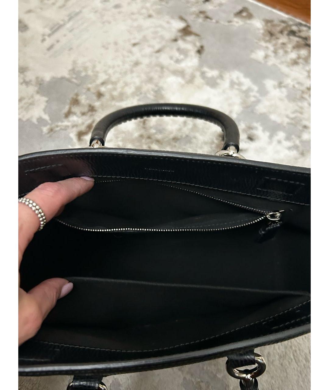 MAX MARA Черная кожаная сумка с короткими ручками, фото 4