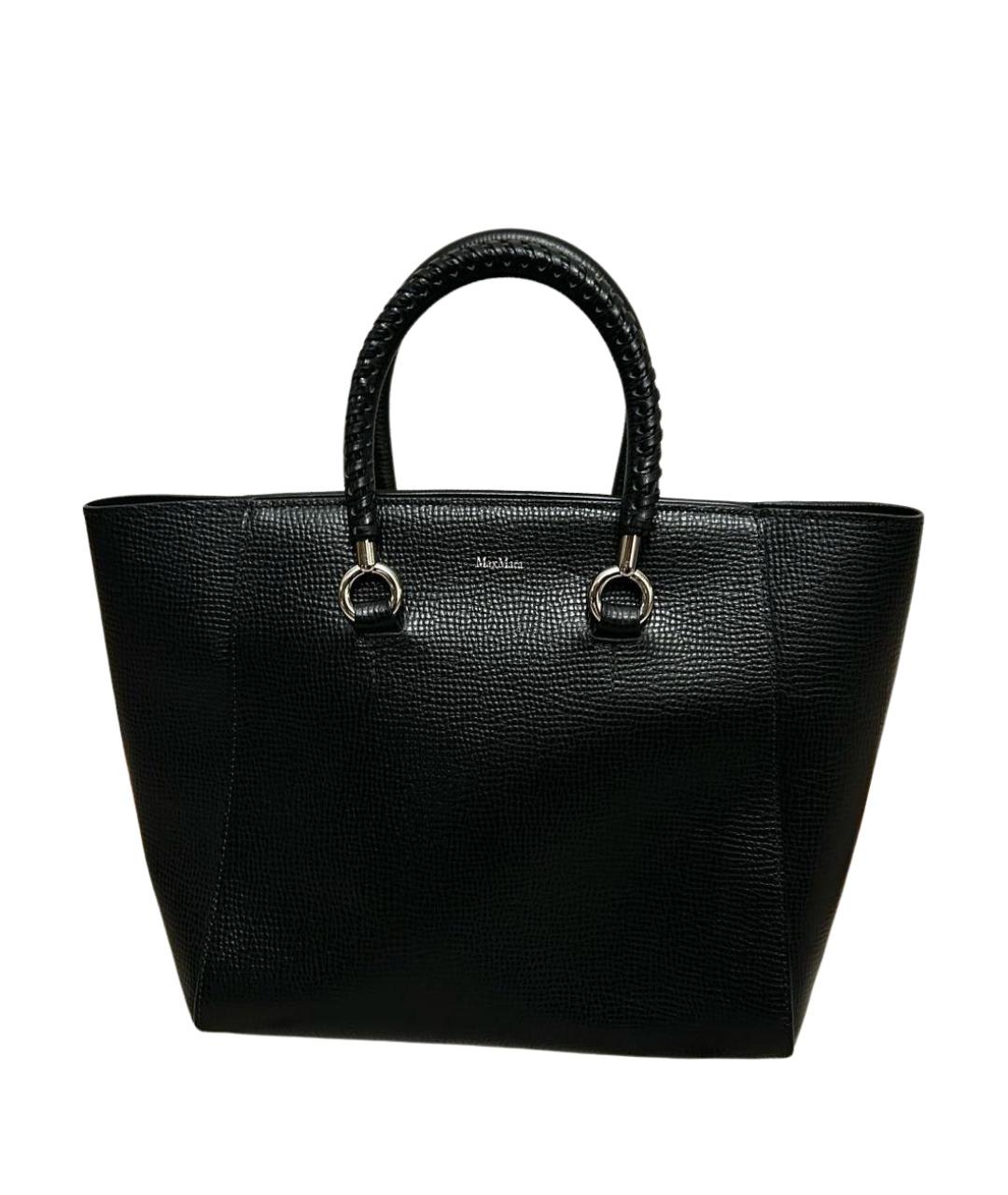 MAX MARA Черная кожаная сумка с короткими ручками, фото 1