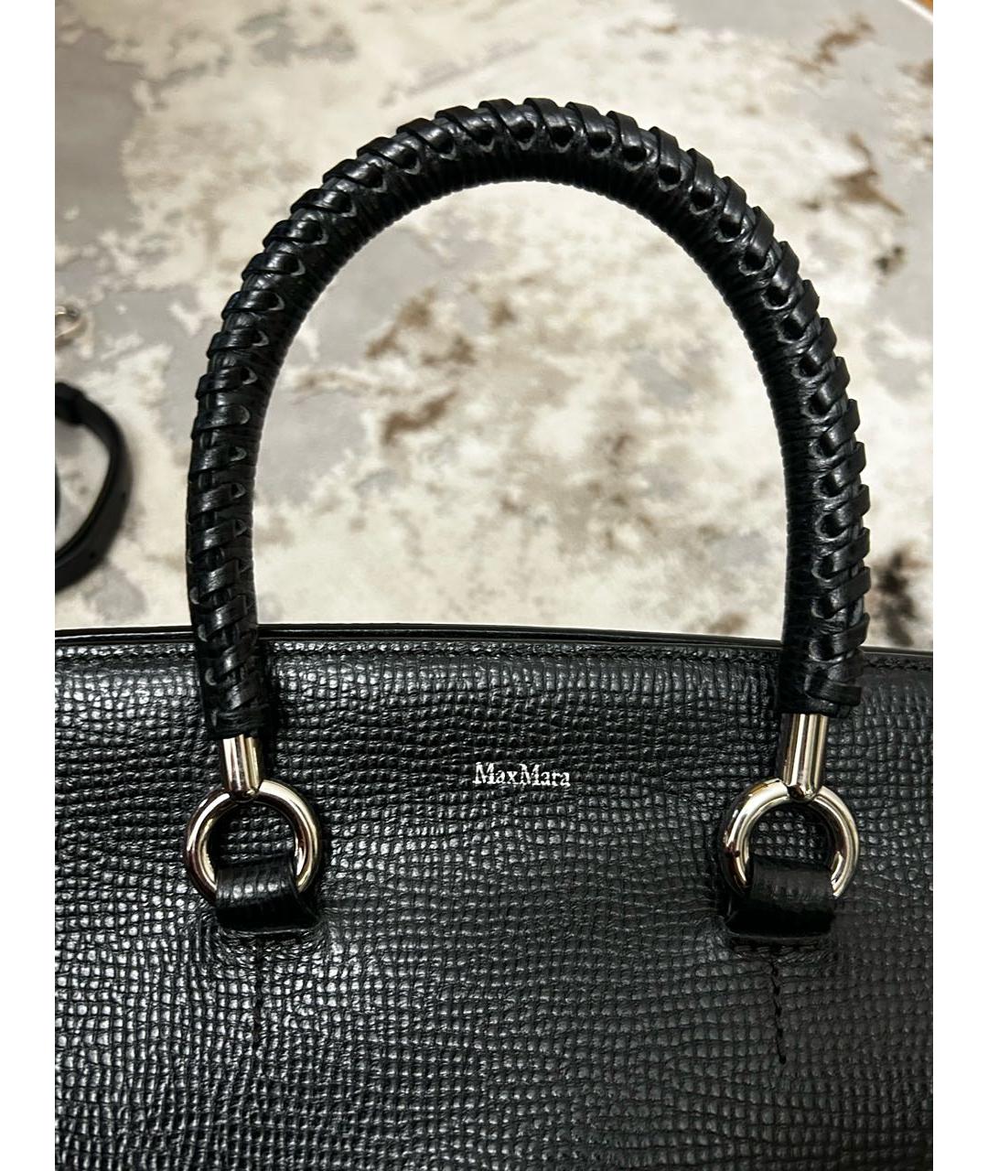 MAX MARA Черная кожаная сумка с короткими ручками, фото 3