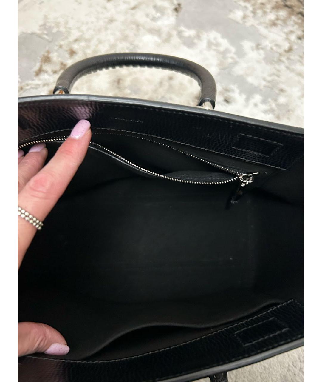 MAX MARA Черная кожаная сумка с короткими ручками, фото 5