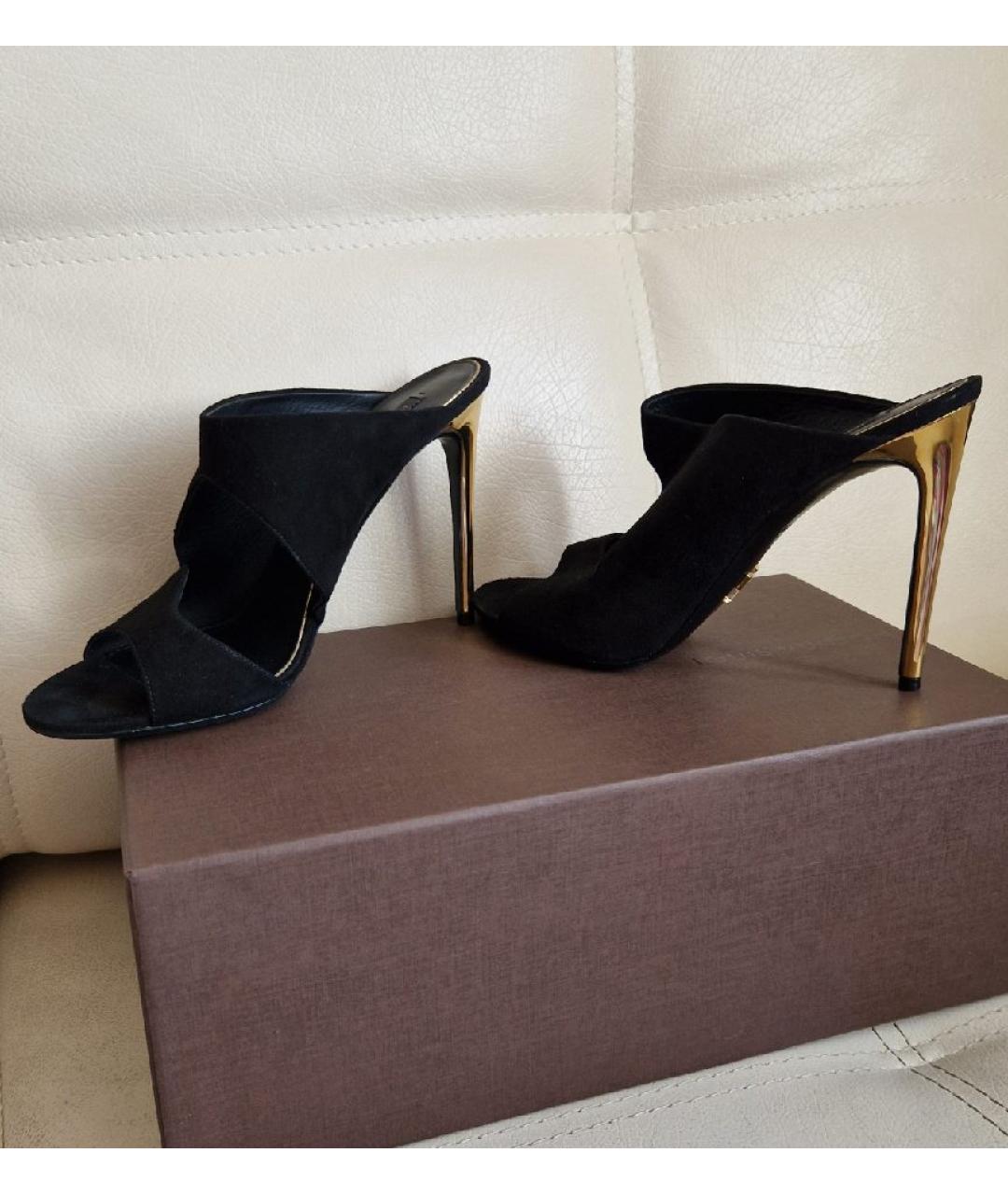 LOUIS VUITTON Черные замшевые мюли, фото 7