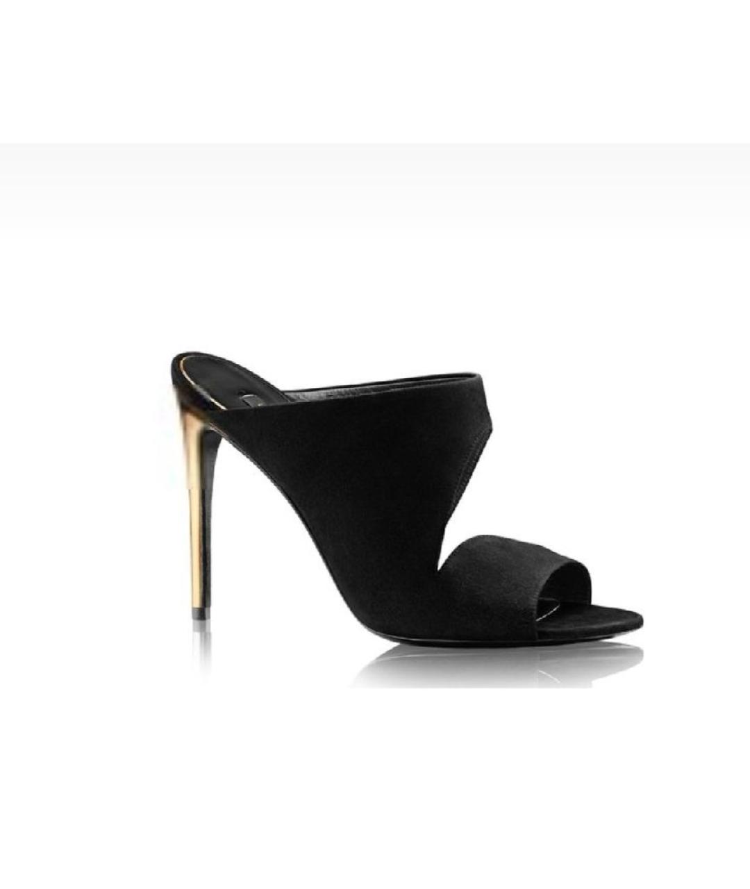 LOUIS VUITTON Черные замшевые мюли, фото 10