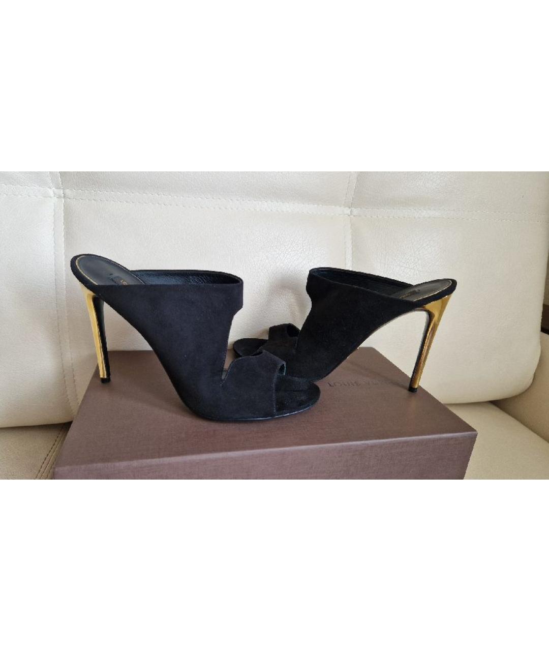 LOUIS VUITTON Черные замшевые мюли, фото 3