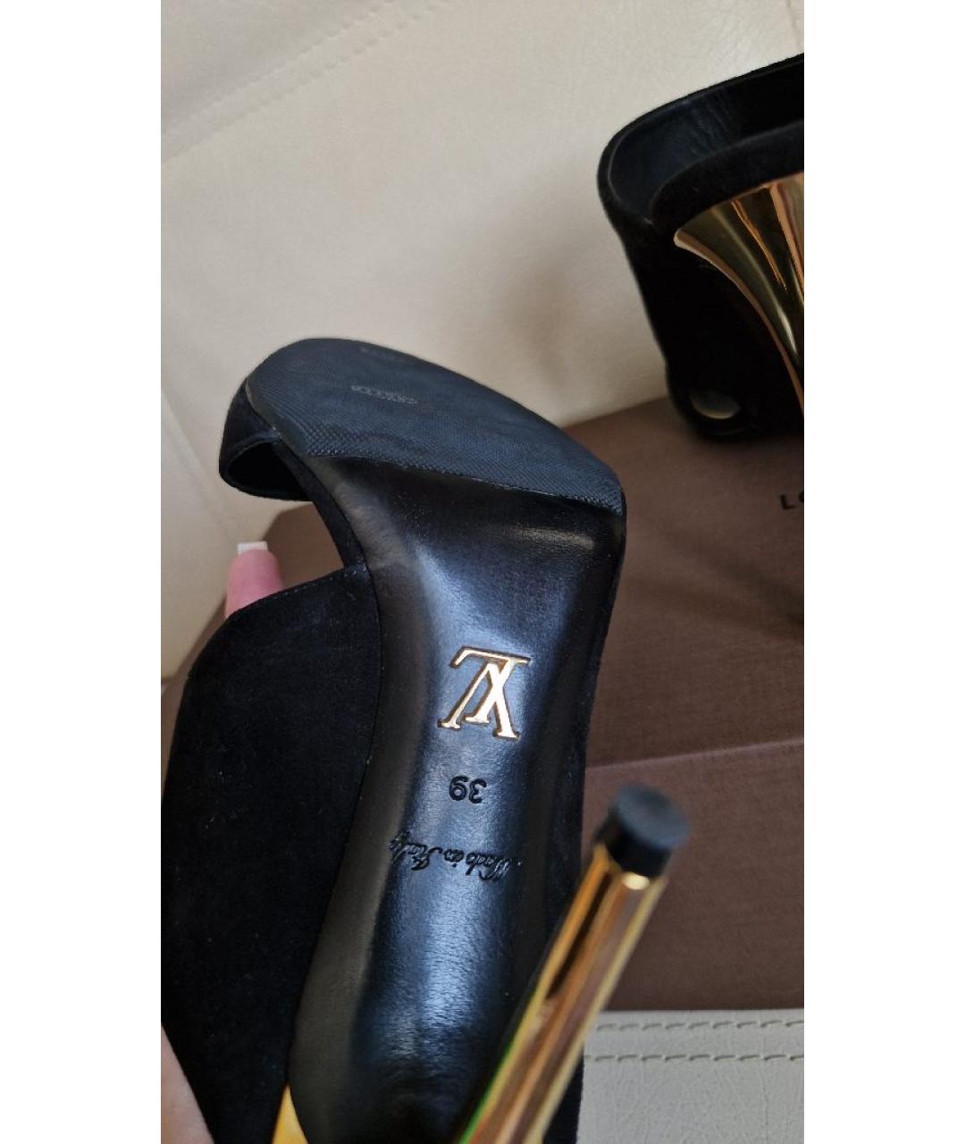 LOUIS VUITTON Черные замшевые мюли, фото 5