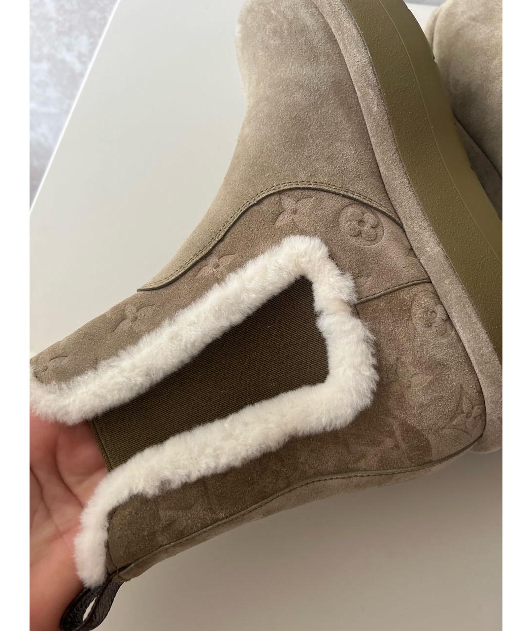 LOUIS VUITTON Бежевые замшевые ботинки, фото 4