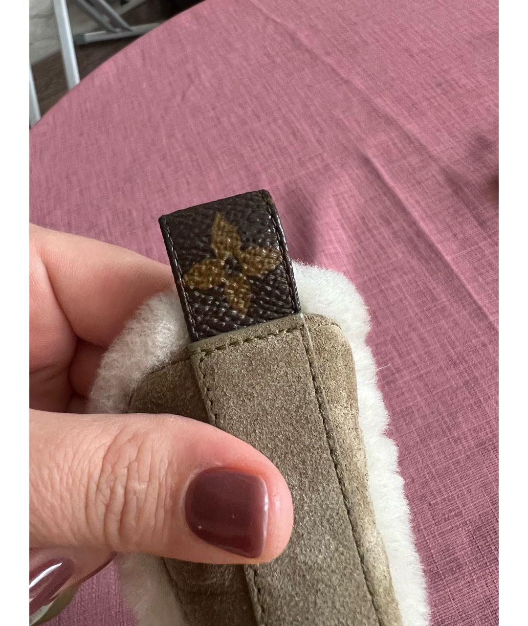 LOUIS VUITTON Бежевые замшевые ботинки, фото 6