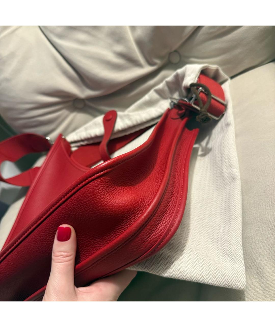 HERMES Красная кожаная сумка через плечо, фото 7