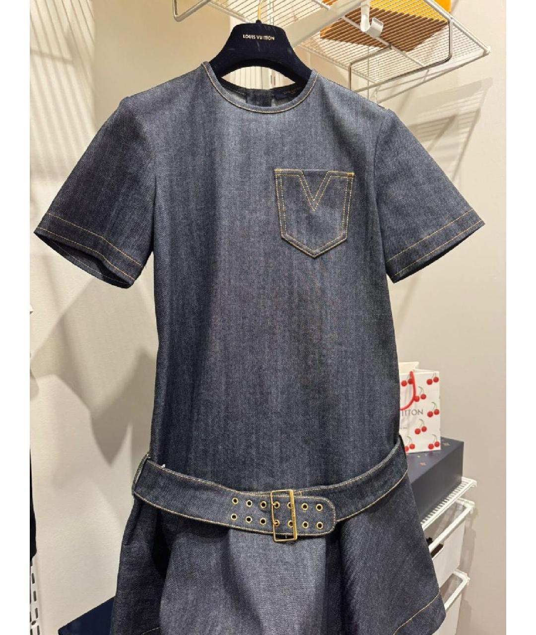 LOUIS VUITTON Темно-синее деним повседневное платье, фото 2