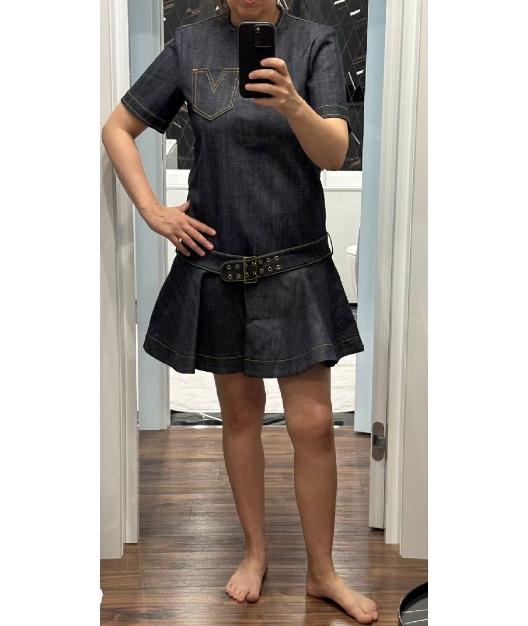 LOUIS VUITTON Темно-синее деним повседневное платье, фото 8