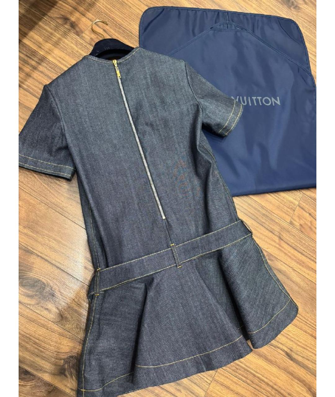 LOUIS VUITTON Темно-синее деним повседневное платье, фото 4