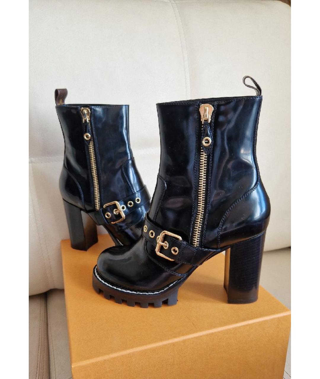 LOUIS VUITTON Черные кожаные ботильоны, фото 8