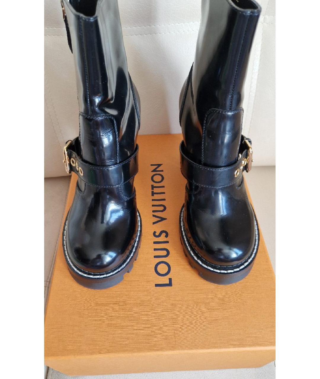 LOUIS VUITTON Черные кожаные ботильоны, фото 2