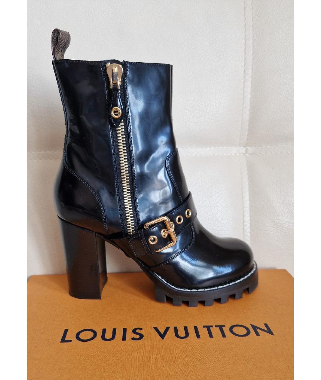 LOUIS VUITTON Черные кожаные ботильоны, фото 10