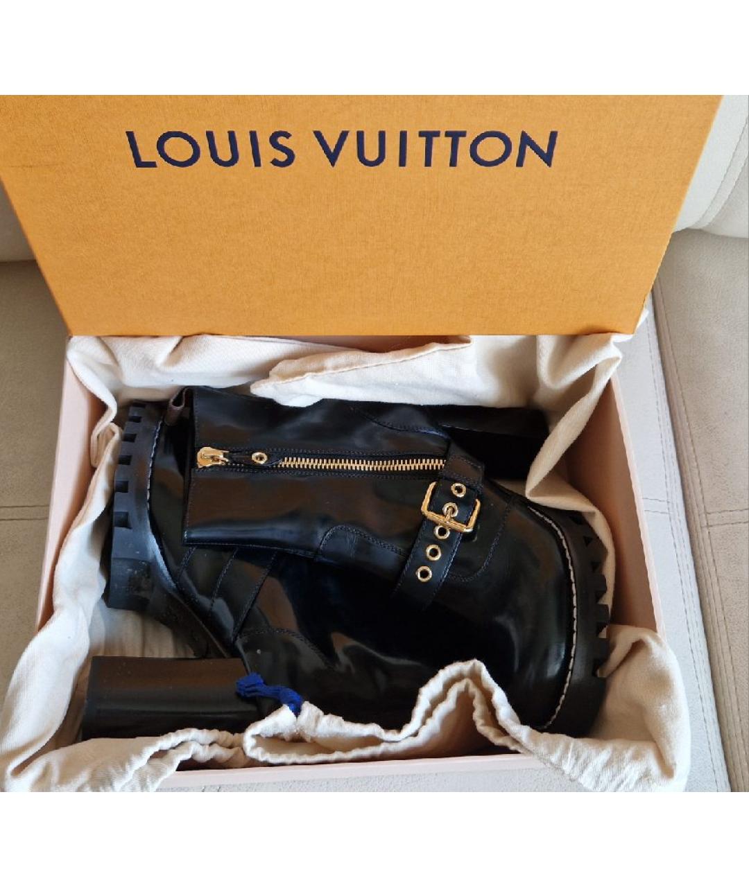 LOUIS VUITTON Черные кожаные ботильоны, фото 5