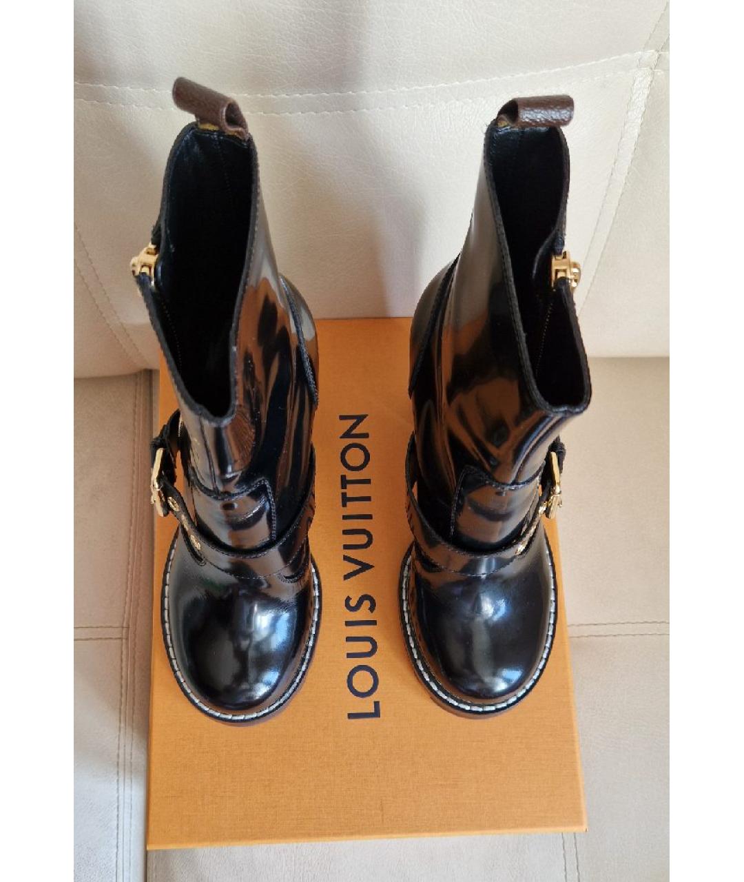 LOUIS VUITTON Черные кожаные ботильоны, фото 3