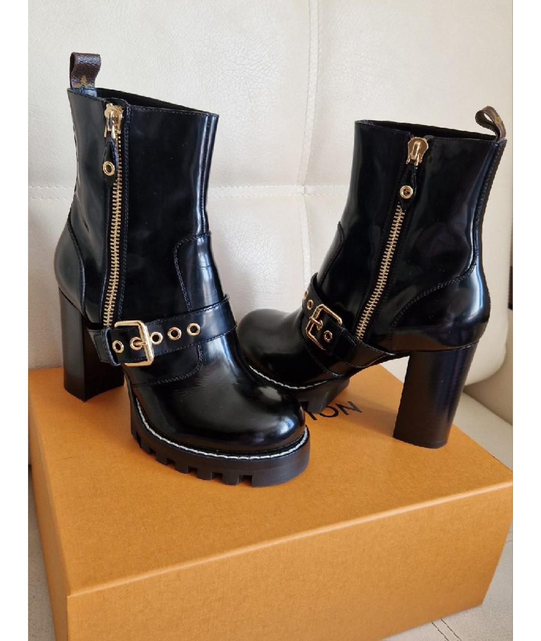 LOUIS VUITTON Черные кожаные ботильоны, фото 7