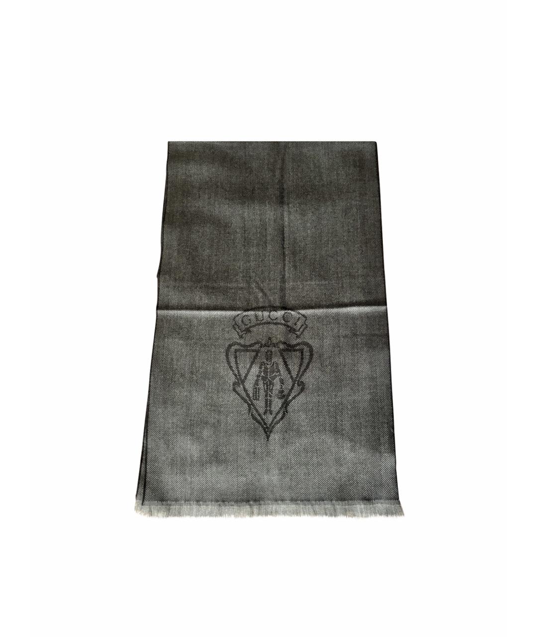 GUCCI Антрацитовый шерстяной шарф, фото 1