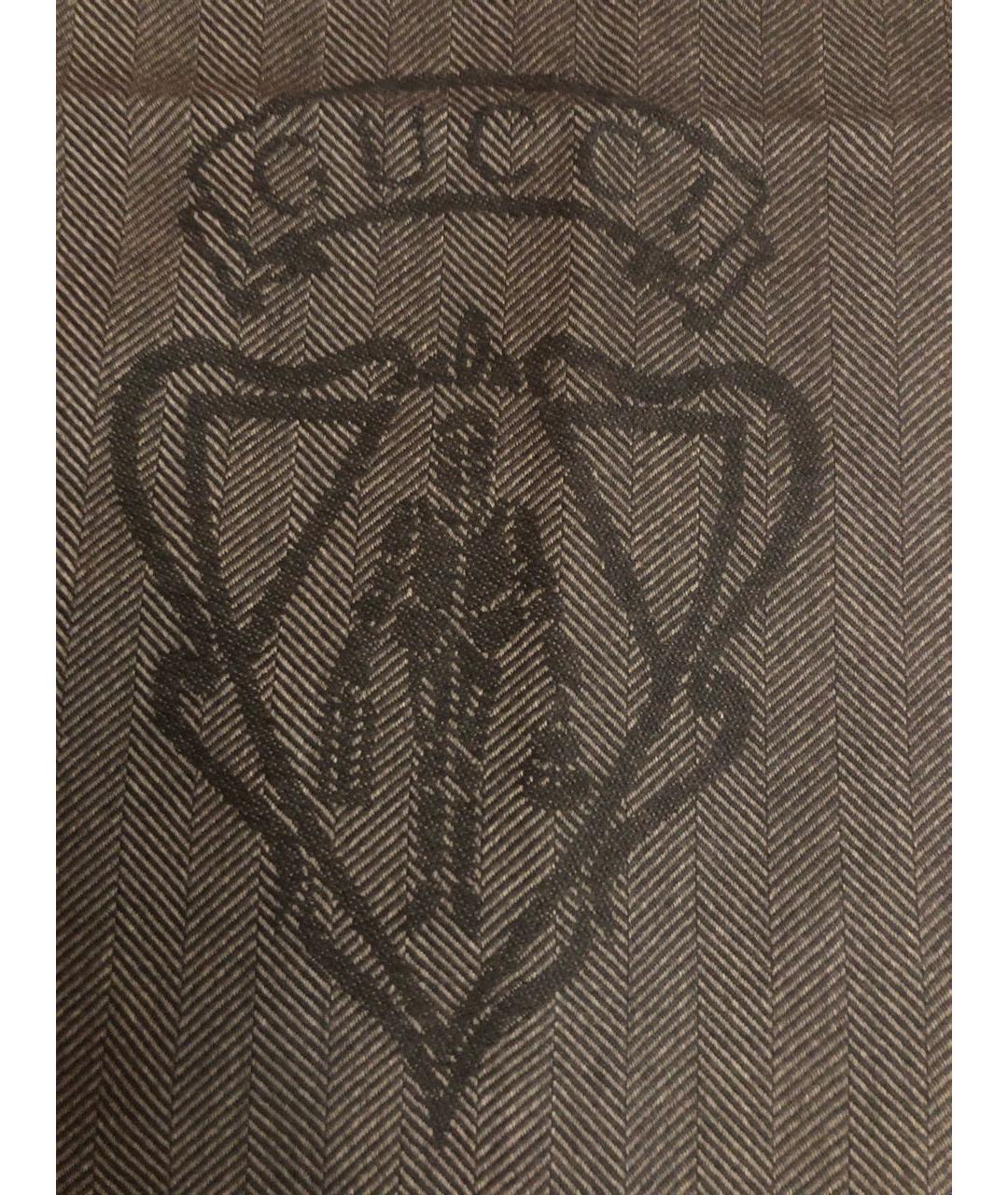GUCCI Антрацитовый шерстяной шарф, фото 2
