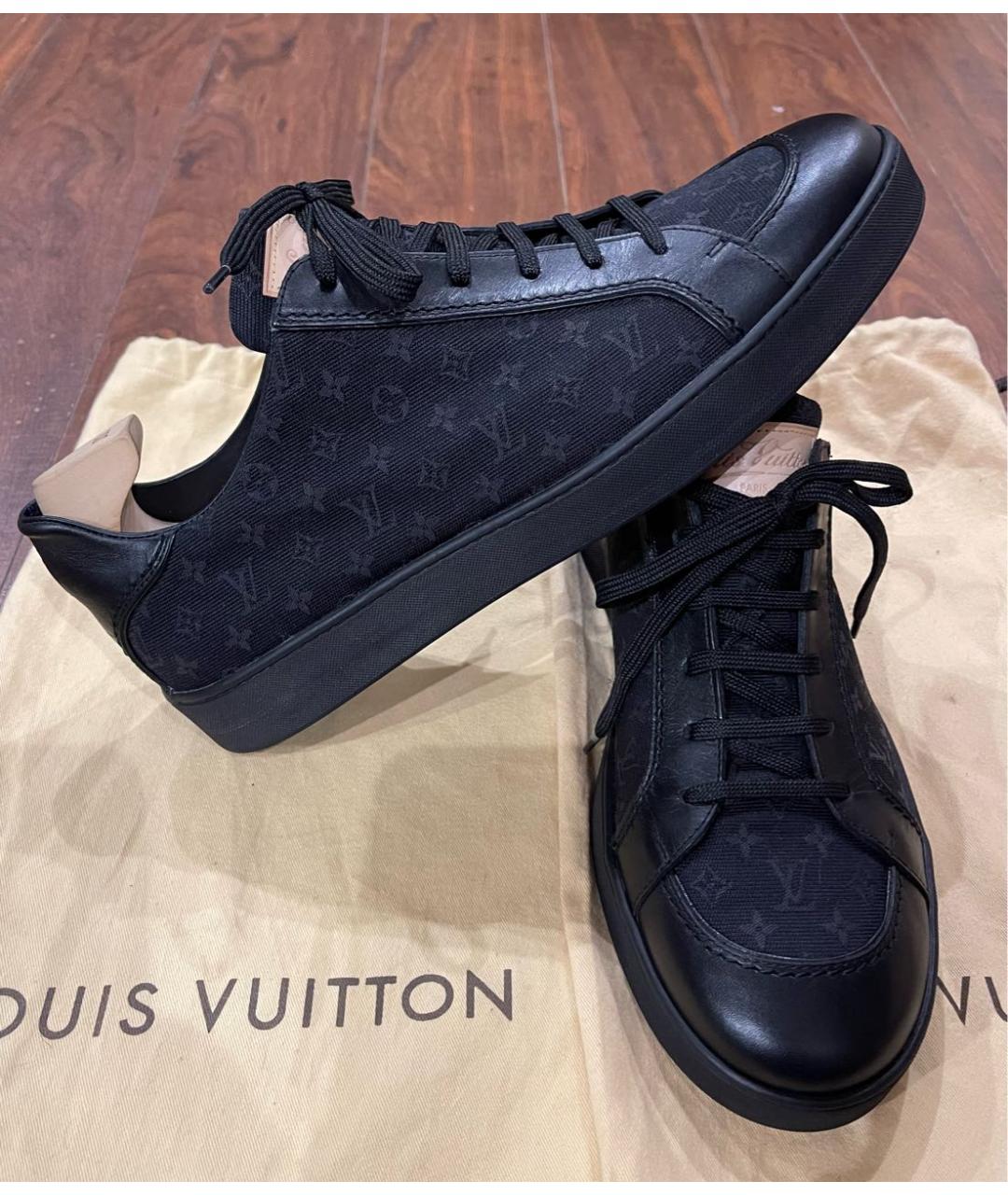 LOUIS VUITTON Черные текстильные низкие кроссовки / кеды, фото 3