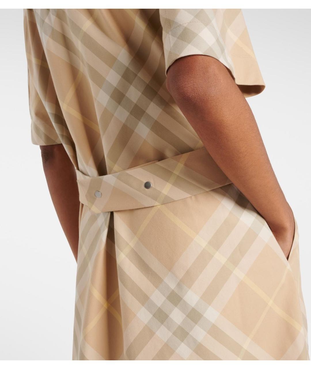 BURBERRY Бежевое хлопковое повседневное платье, фото 4