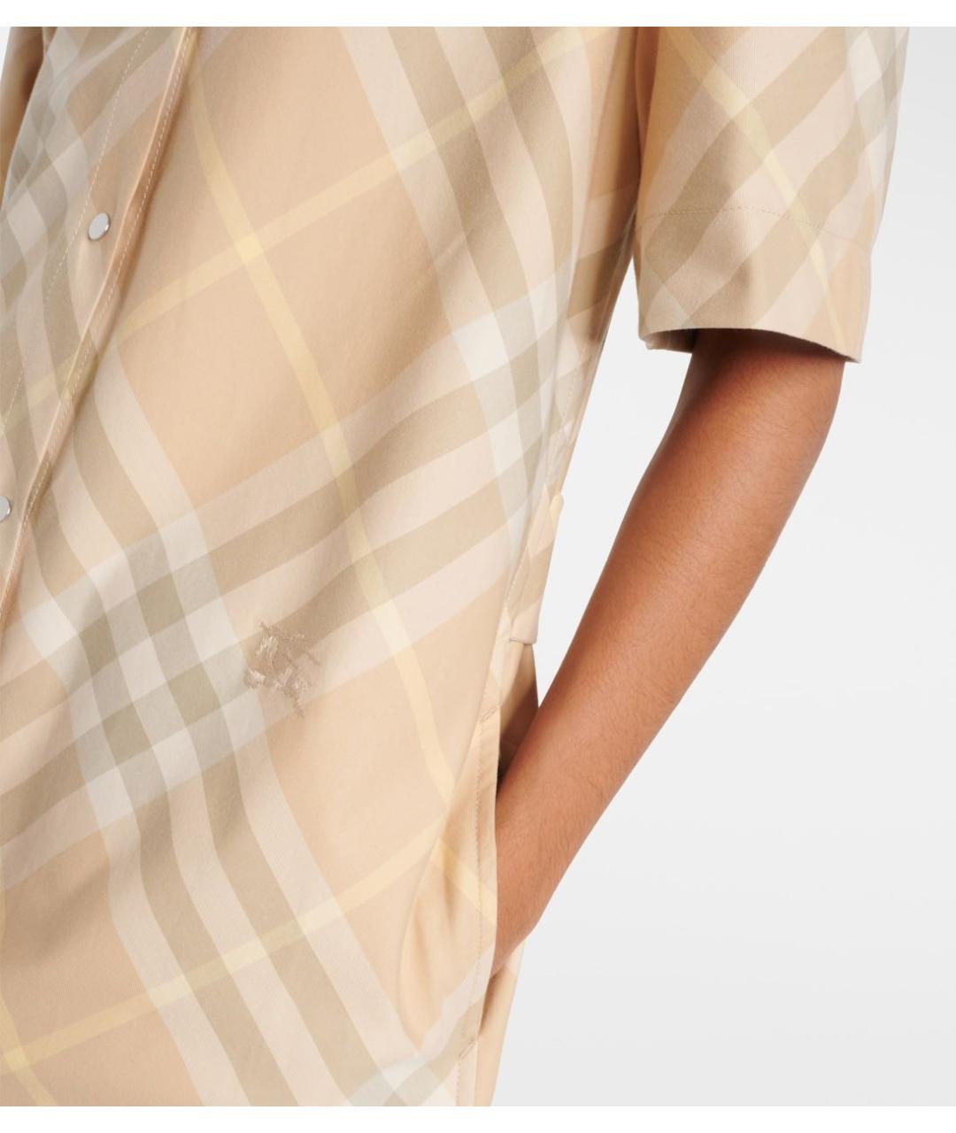 BURBERRY Бежевое хлопковое повседневное платье, фото 3
