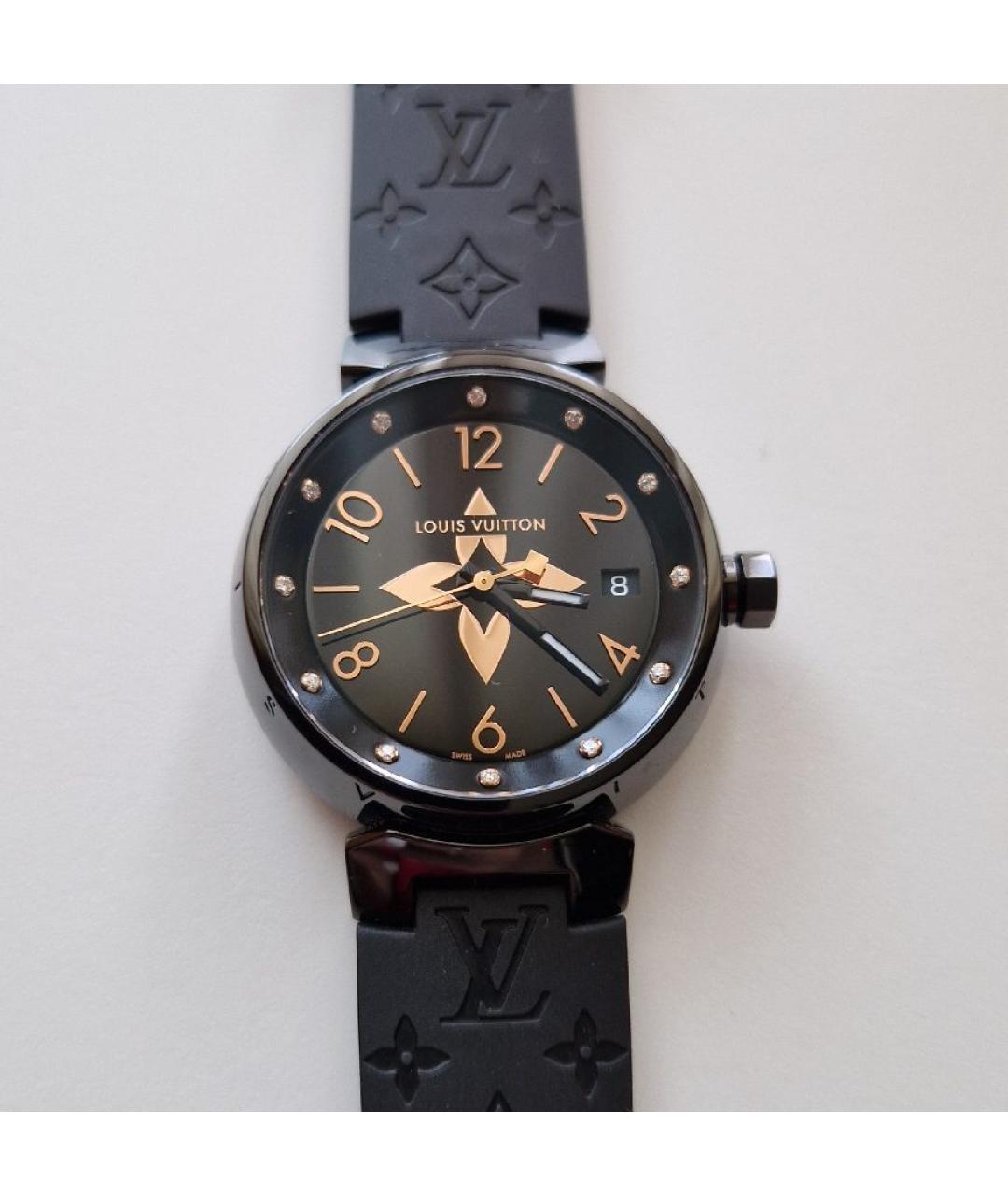 LOUIS VUITTON Черные часы из розового золота, фото 2