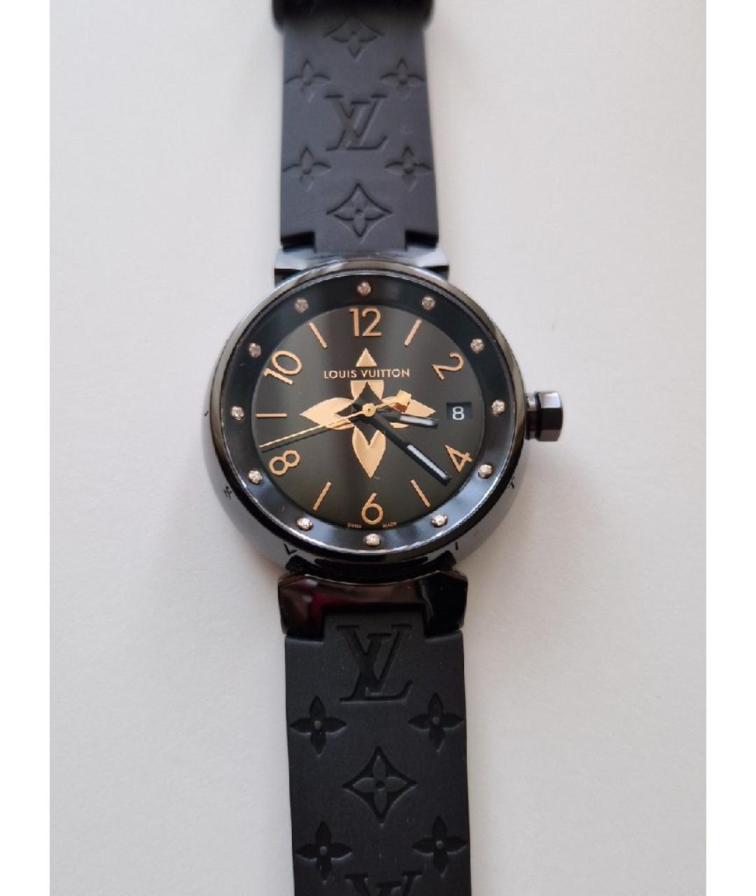 LOUIS VUITTON Черные часы из розового золота, фото 8