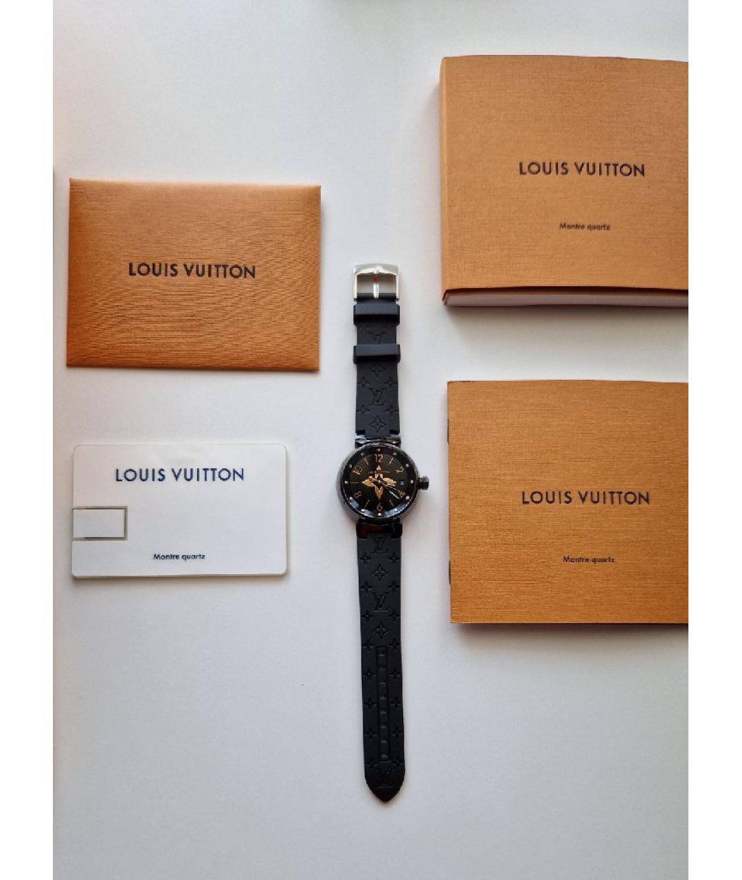 LOUIS VUITTON Черные часы из розового золота, фото 6