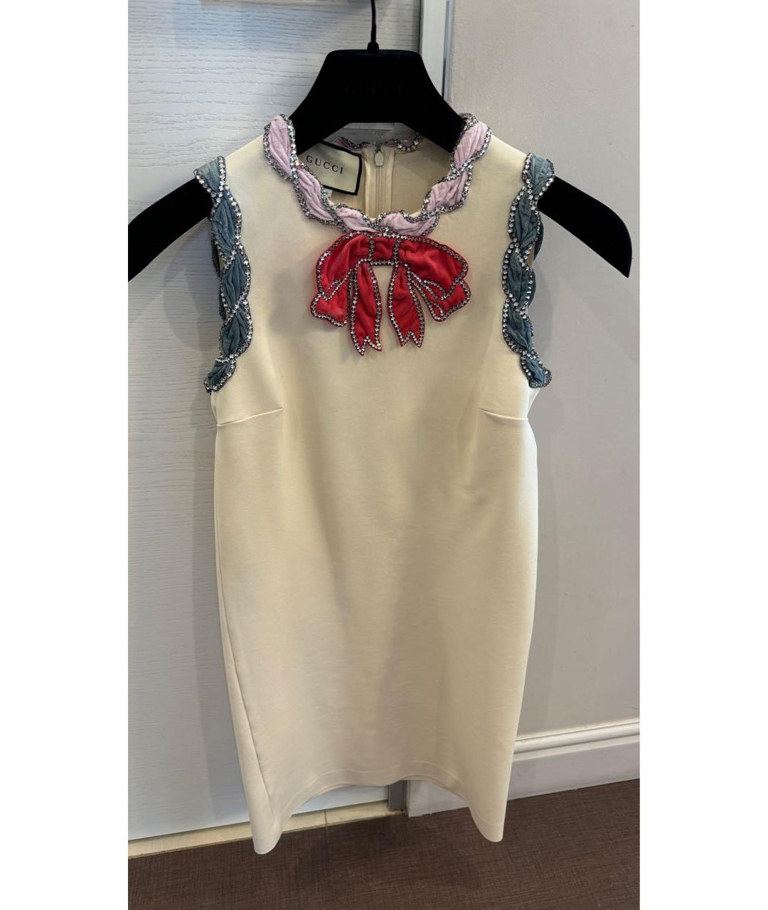 GUCCI Белое полиэстеровое коктейльное платье, фото 9