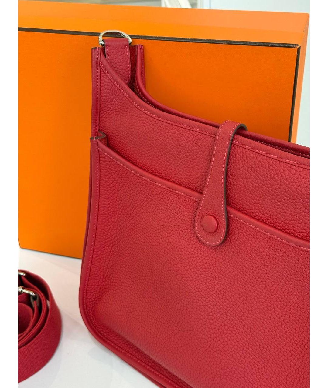 HERMES Красная кожаная сумка через плечо, фото 5