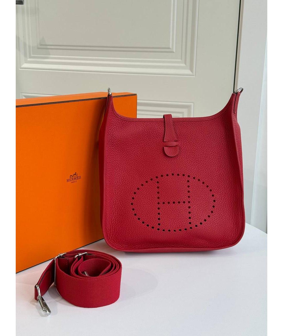 HERMES Красная кожаная сумка через плечо, фото 8