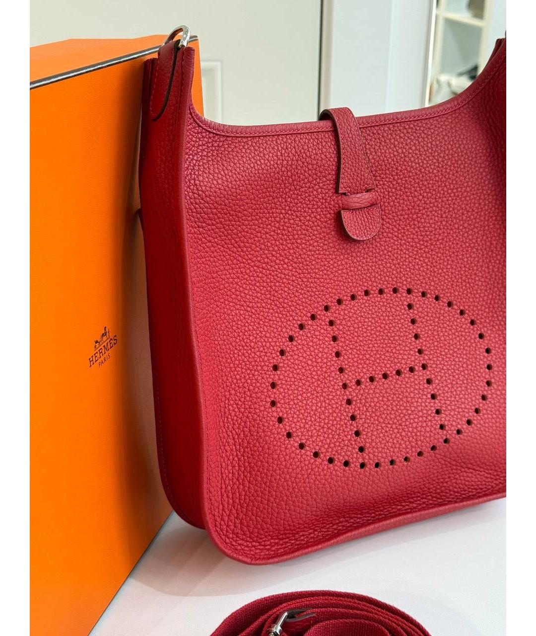 HERMES Красная кожаная сумка через плечо, фото 2