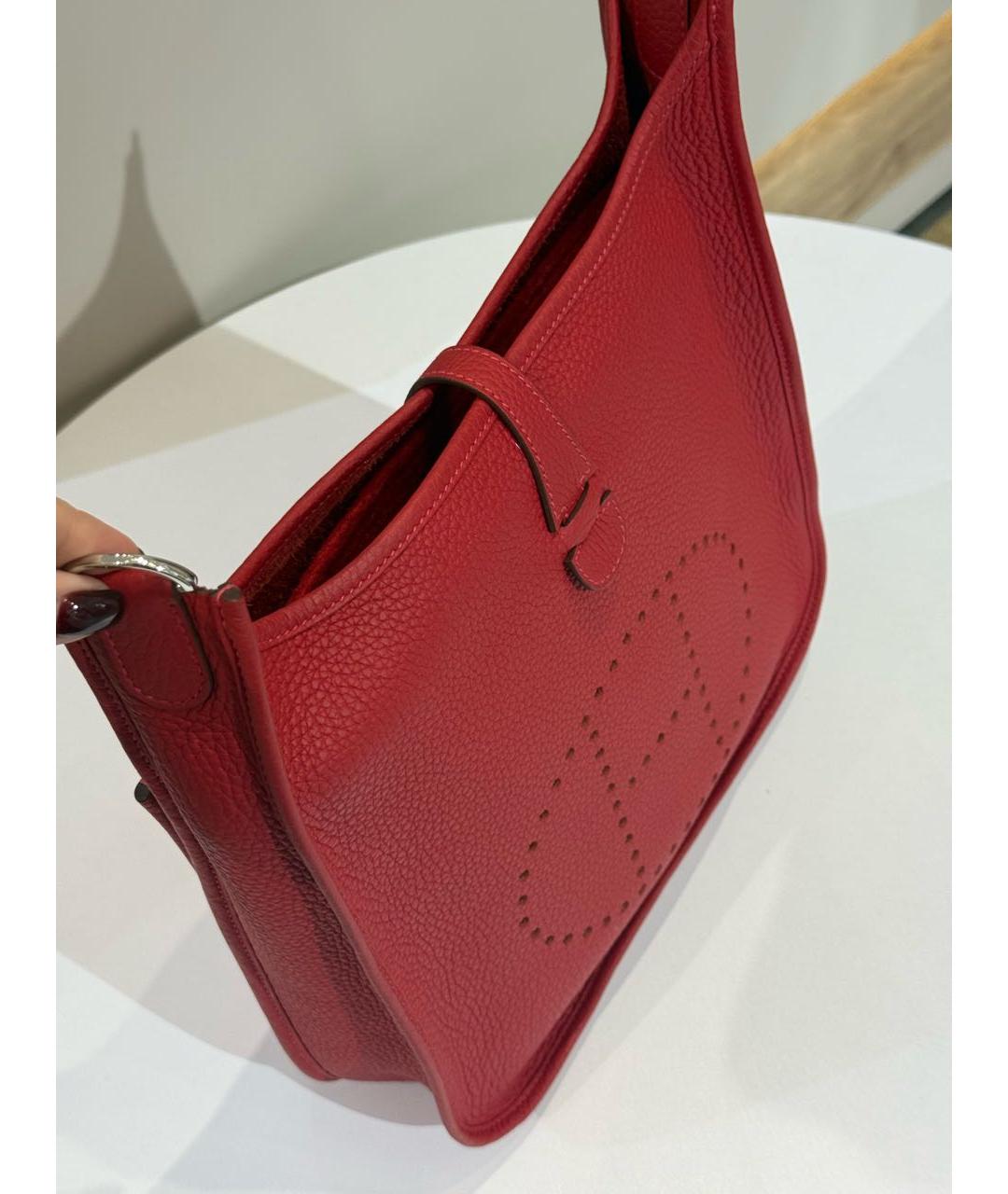 HERMES Красная кожаная сумка через плечо, фото 6