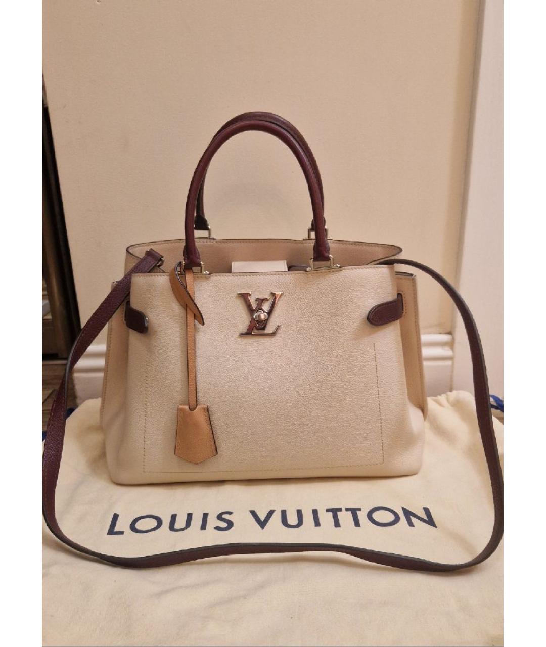 LOUIS VUITTON Бежевая кожаная сумка с короткими ручками, фото 1