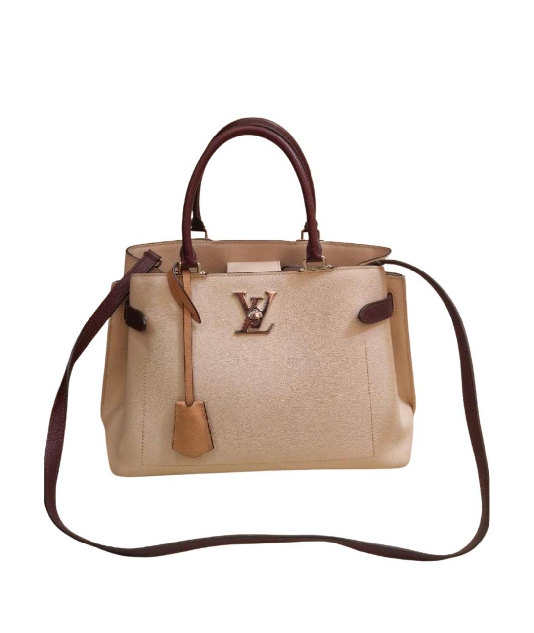 LOUIS VUITTON Бежевая кожаная сумка с короткими ручками, фото 1