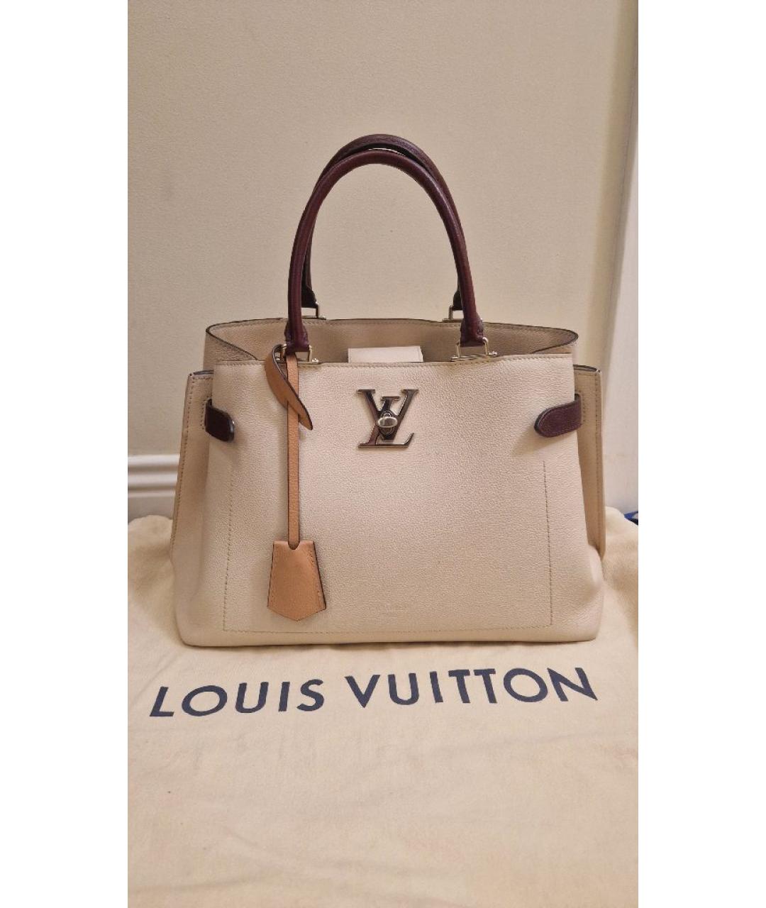 LOUIS VUITTON Бежевая кожаная сумка с короткими ручками, фото 10