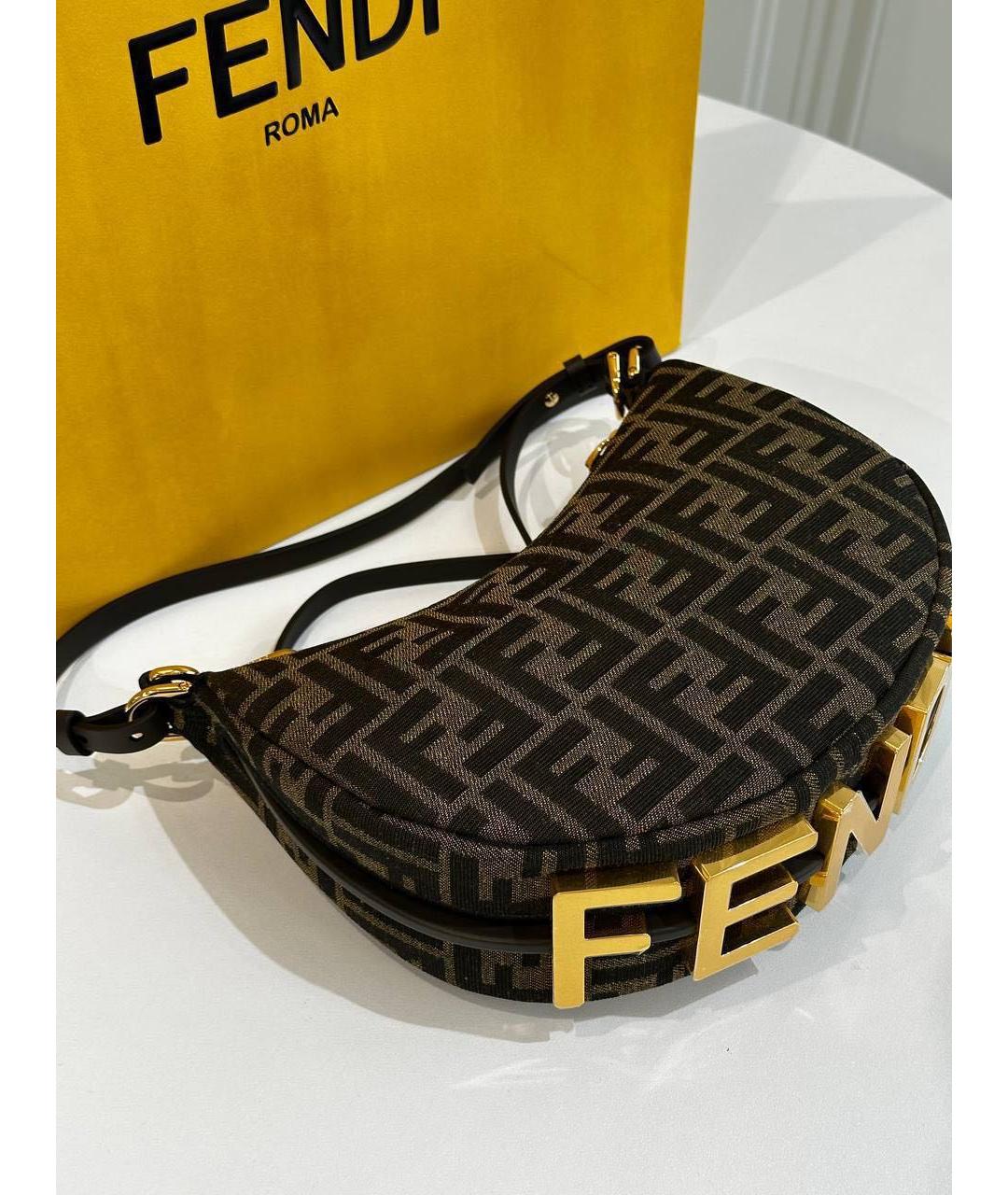 FENDI Коричневая тканевая сумка через плечо, фото 2