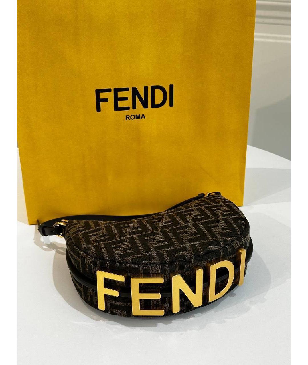 FENDI Коричневая тканевая сумка через плечо, фото 3