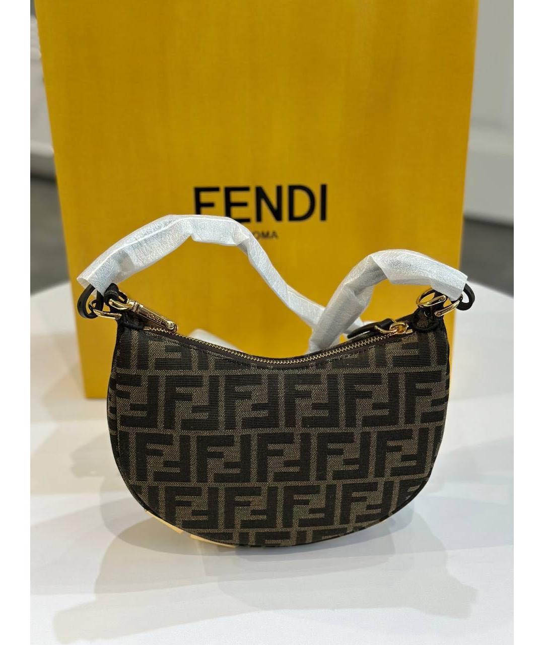 FENDI Коричневая тканевая сумка через плечо, фото 6