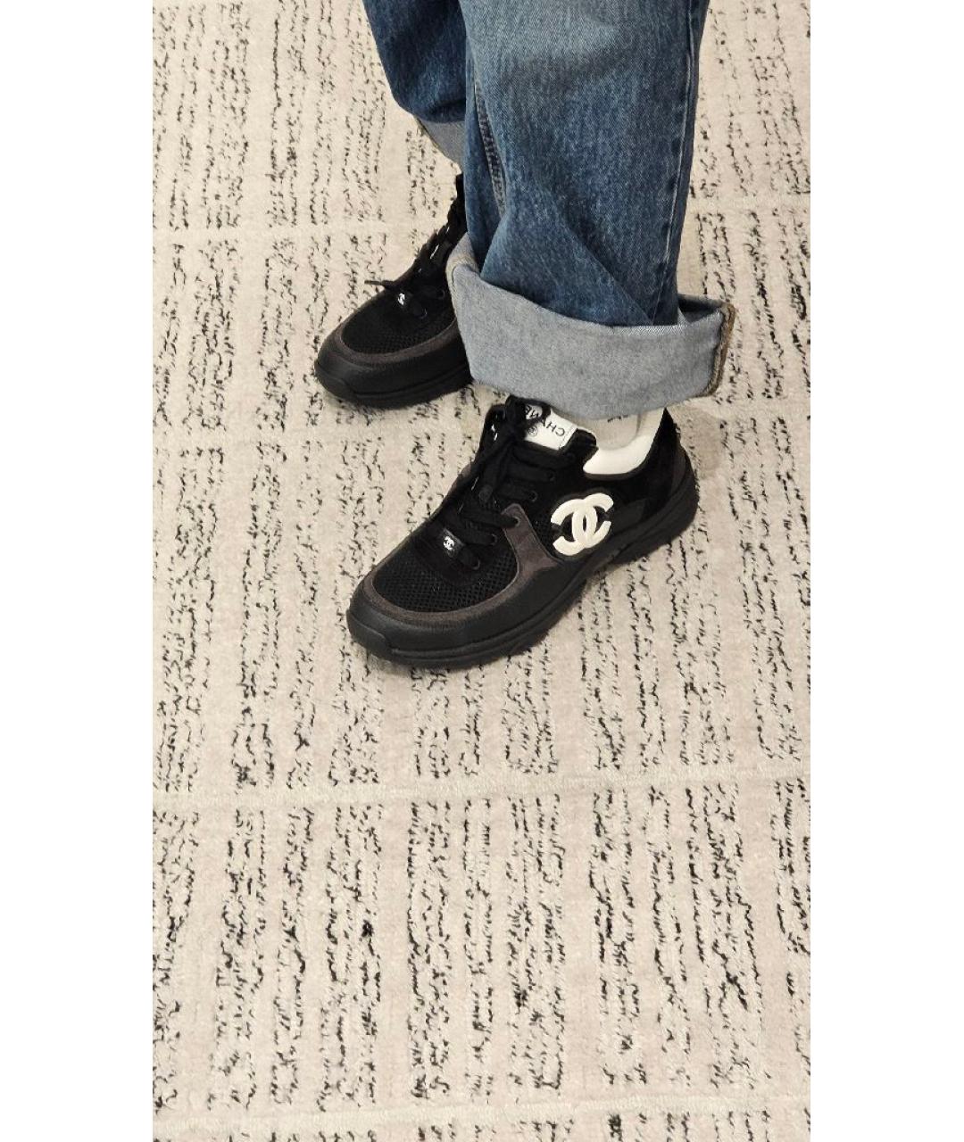 CHANEL Черные кожаные кроссовки, фото 9